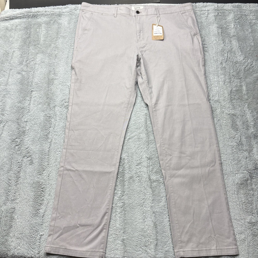 NWT~ESSYSHE Men's Pants Slim Fit Chino Pants Gray 38x30‎